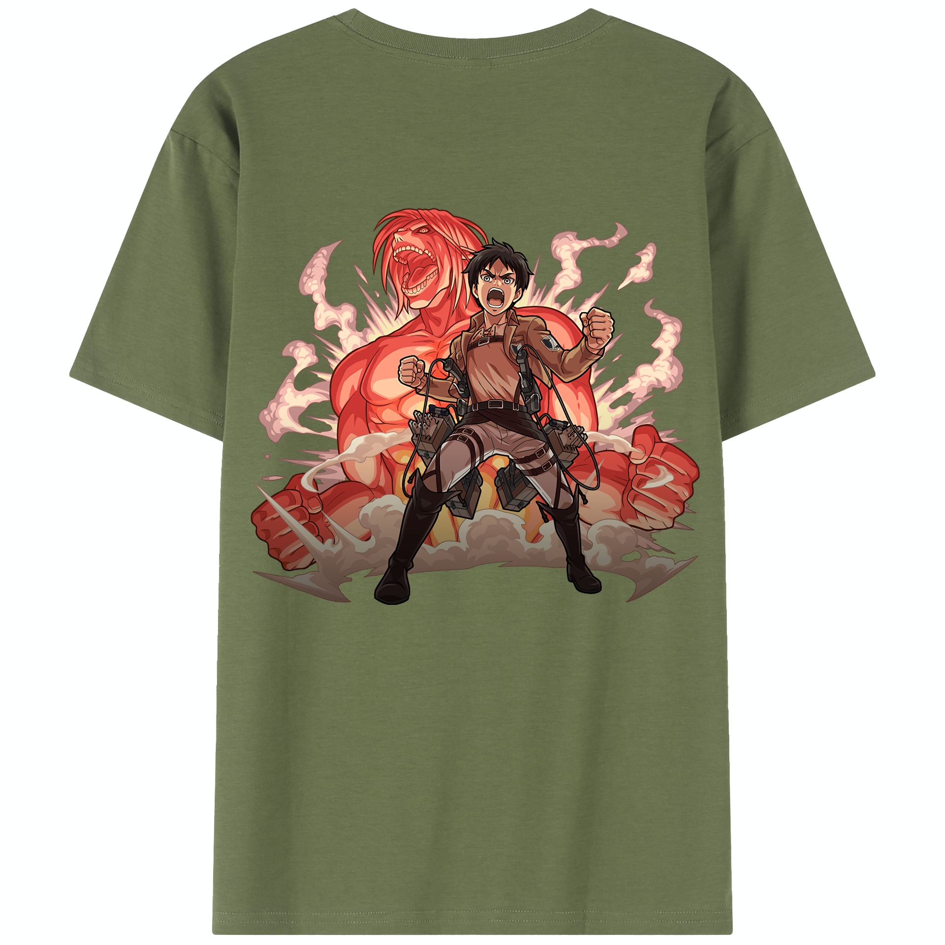 （画像用） 進撃の巨人 エレン･イェーガー Attack on Titan Eren Jäger 綿100％半袖Tシャツ（背面プリント）